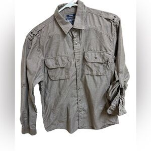 Mens American Rag Cie shirt in brown/tan Western cowboy EUC size Medium